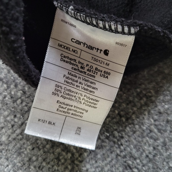 Carhartt Hoodie Mens 2XL Loose Fit Black Joe's Donuts Fleece Sweatshirt K121 - Picture 6 of 7